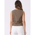 thumbnail image 3 of DARING DIVA Women's Button Down Sleeveless V Neck Crop Top Summer Vest XL Coffee, 3 of 6