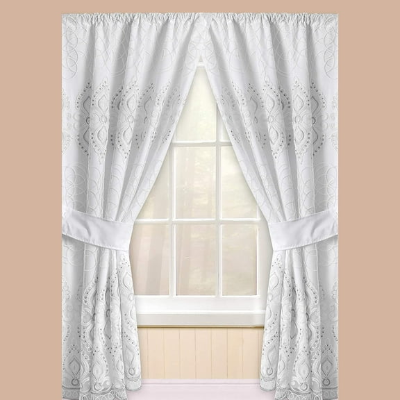 Popular Bath Monaco Rod Pocket Window Curtain, White, 36x54 Inches