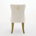 thumbnail image 6 of Modern High-end Tufted Solid Wood Contemporary Velvet Upholstered Dining Chair with Golden Wood Legs and Nailhead Trim - Milky White, Set of 2, 6 of 9