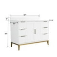thumbnail image 4 of ANGELES HOME 48" Bathroom Vanity with Sink, Freestanding Solid Wood Bathroom Makeup Cabinet W/ 2 Soft-Close Doors and 6 Drawers, White Quartz Countertop, White, 4 of 11