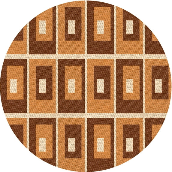 Ahgly Company Machine Washable Indoor Round Transitional Orange Area Rugs, 7' Round