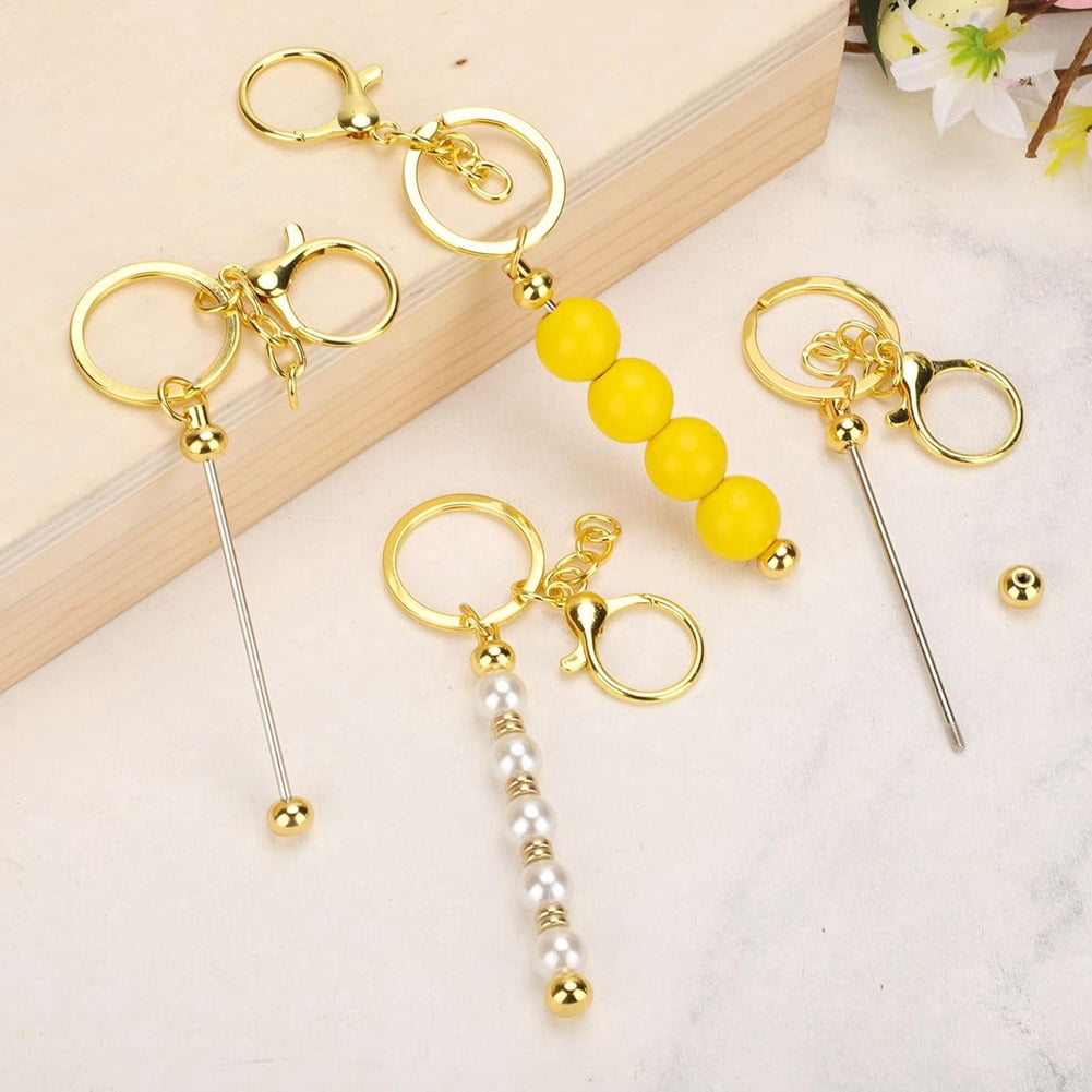 40pcs Beadable Keychain Bars, Metal Beaded Keychain Blank Keychains Key Chain Charms Making Accessories for Craft DIY