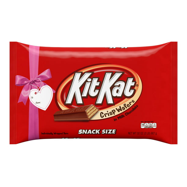 KIT KAT®, Milk Chocolate Snack Size Candy Bars, Valentine's Day, 32 oz, Bulk -