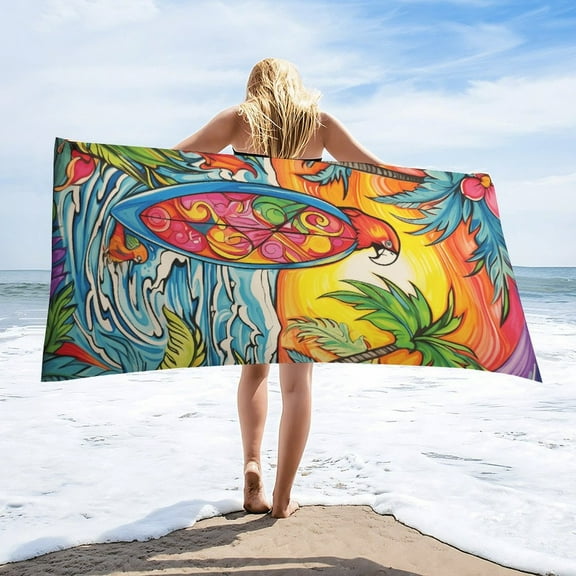Hawaiian Style Beach Towel – with A Unique Design, Extra Large,XL (32”x 63”) for Kids & Adults