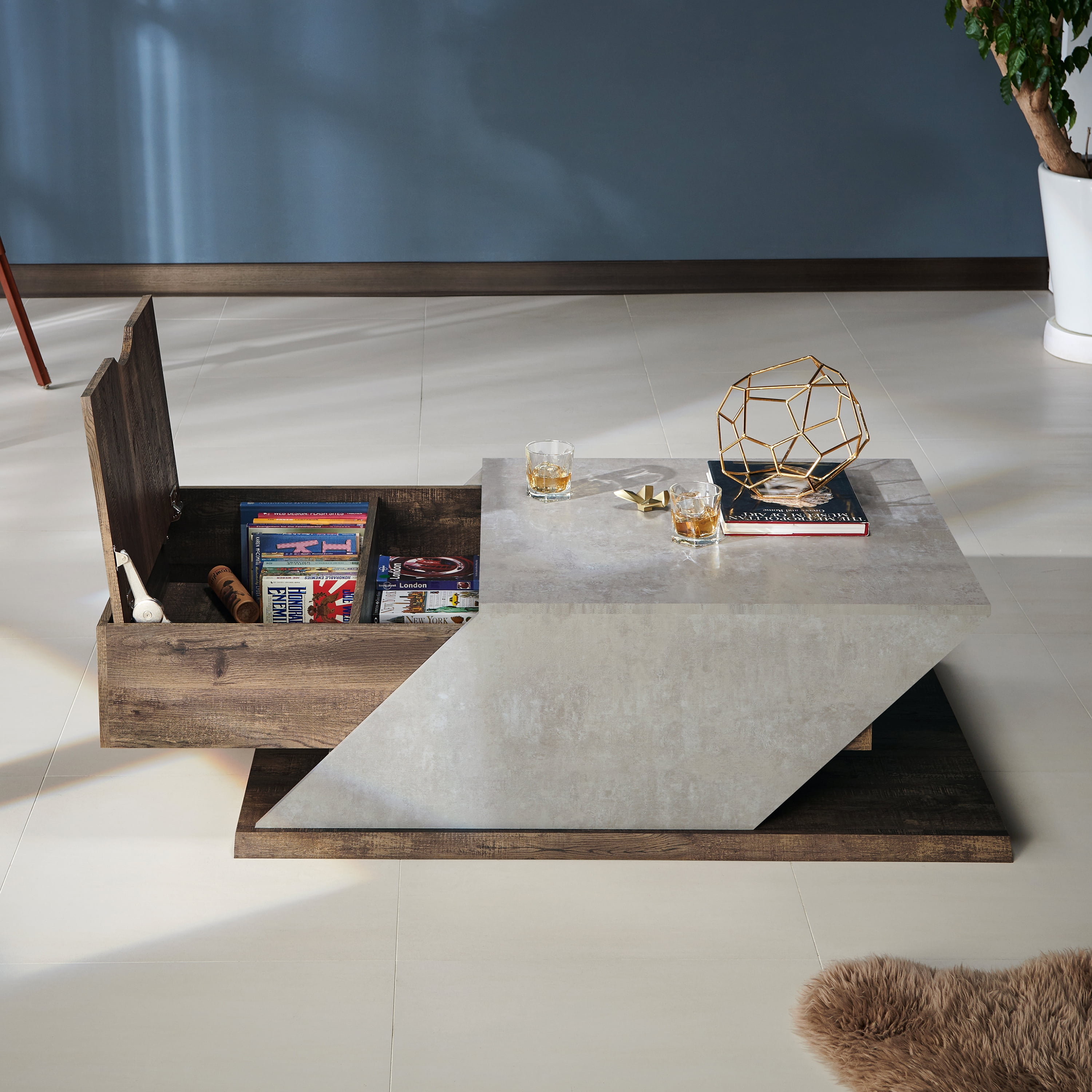 Furniture of America Drury Lift-Top Coffee Table, Reclaimed Oak