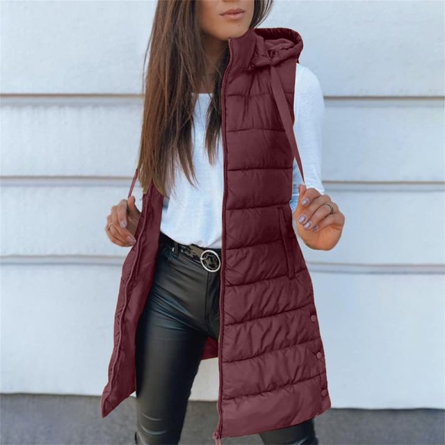Doudoune Sans Manches pour Femmes, Manteau Chaud Matelassé, Veste à Capuche Automne Hiver