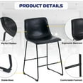 thumbnail image 5 of Joysoul 26'' Counter Height Bar Stools Modern Industrial Barstool Counter Hight Chair PU Faux Leather Bar Chairs for Kitchen Island and Dining Room (Set of 2, Black), 5 of 6