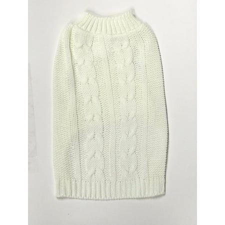Small Cable Dog Sweater - Small Cream Cable Knit Dog Sweater by Midlee