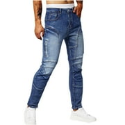 hotojiny Mens Slim Fit Jeans Skinny Stretchy Washed Denim Pants for Men Fashion Tapered Leg Jeans Streetwear with Pockets