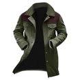 thumbnail image 2 of Men's Gradient Button Pocket Work Jacket with Fleece Lining and Suede Lining, Casual Long Coat Army Green L, 2 of 4
