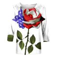 thumbnail image 4 of Pntutb Grande Taille Liquidation! T-Shirt Imprimé de la Fête de l'Indépendance pour Femmes Blouse à Manches 3/4 Col Rond Hauts Décontractés, 4 of 4