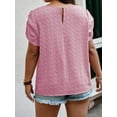 thumbnail image 4 of LANREMON Womens Tops Short Sleeve Summer Plus Size Casual Tops for women Basic Round Neck Top for Ladies Women Loose T Shirt Pink XXXL, 4 of 6