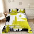 thumbnail image 2 of Manfei Vintage Oil Painting Queen Comforter Set, Watercolor Brushstroke Comforter Sets Queen, Yellow, Black and Gray, Black Reversible 3pcs, 1 Comforter and 2 Pillowcases, 2 of 6