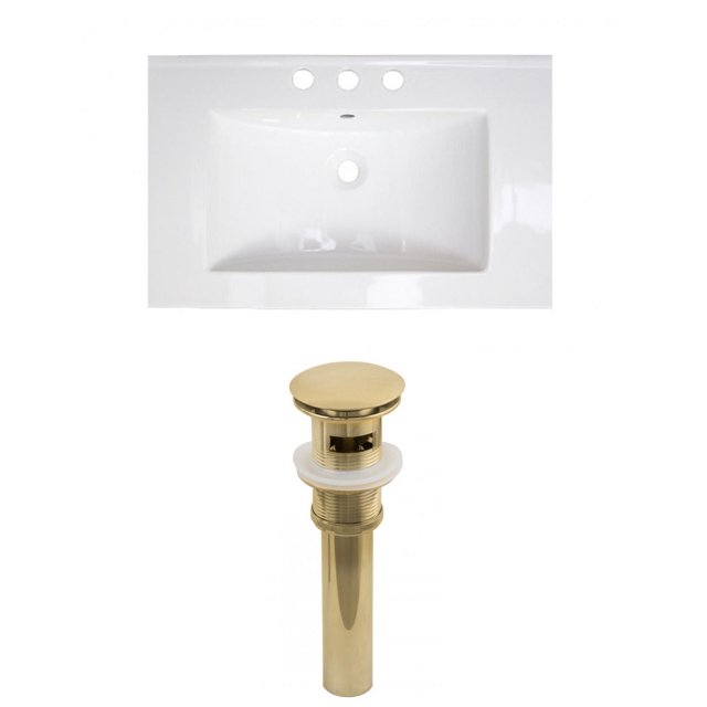 American Imaginations 23.75-in. W 3H8-in. Ceramic Top Set In White Color - Overflow Drain Incl. AI-23920