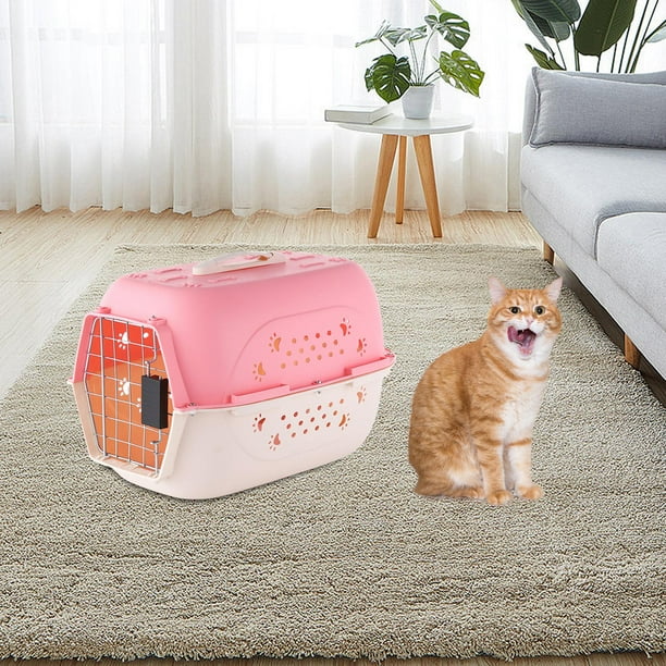 Pink Cat Carrier Lionlar Breathable Hard Sided Travel Carrier Pack