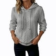 thumbnail image 5 of Tqcoqu Women's Cable Knit Textured Pullover Hoodie,Drawstring Hood Long Sleeve Loose Casual Sweatshirt Tops For Fall Winter,Gray Women's S-XXL, 5 of 6