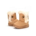thumbnail image 3 of Frontwalk Kids Warm Ankle Booties Plush Collar Snow Boots Button Winter Boot Cold Weather Fuzzy Bootie Boys Mid Calf Outdoor Shoes Khaki 11.5little kids, 3 of 5