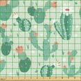 thumbnail image 2 of Ambesonne Cactus Spring Flower Fabric by the Yard Upholstery, Soft Toned, 5 Yards, Laurel Green and Salmon, 2 of 5