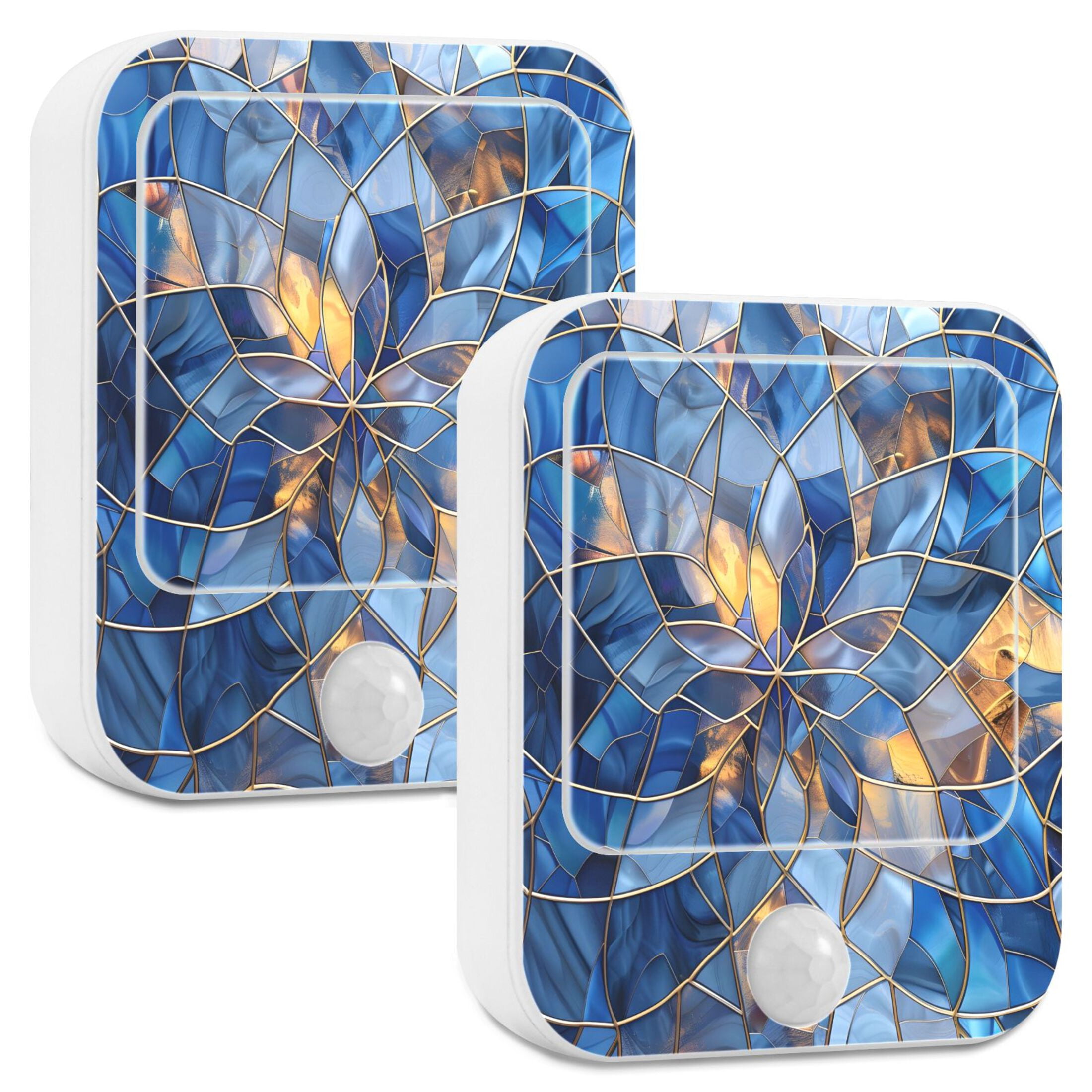 Stained Glass Night Lights Plug into Wall LED with Auto Light Sensor Warm Light for Kids Hallway Bedroom Living Room Kitchen Bathroom Set of 2