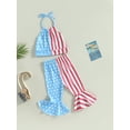 thumbnail image 3 of Wassery Toddler Baby Girl 4th of July Outfit Little Girl American Flag Halter Crop Top Bell Bottom Pants Set 18M 2T 3T 4T 5T 6T Kds Girl Independence Day Summer Clothes Set, 3 of 9