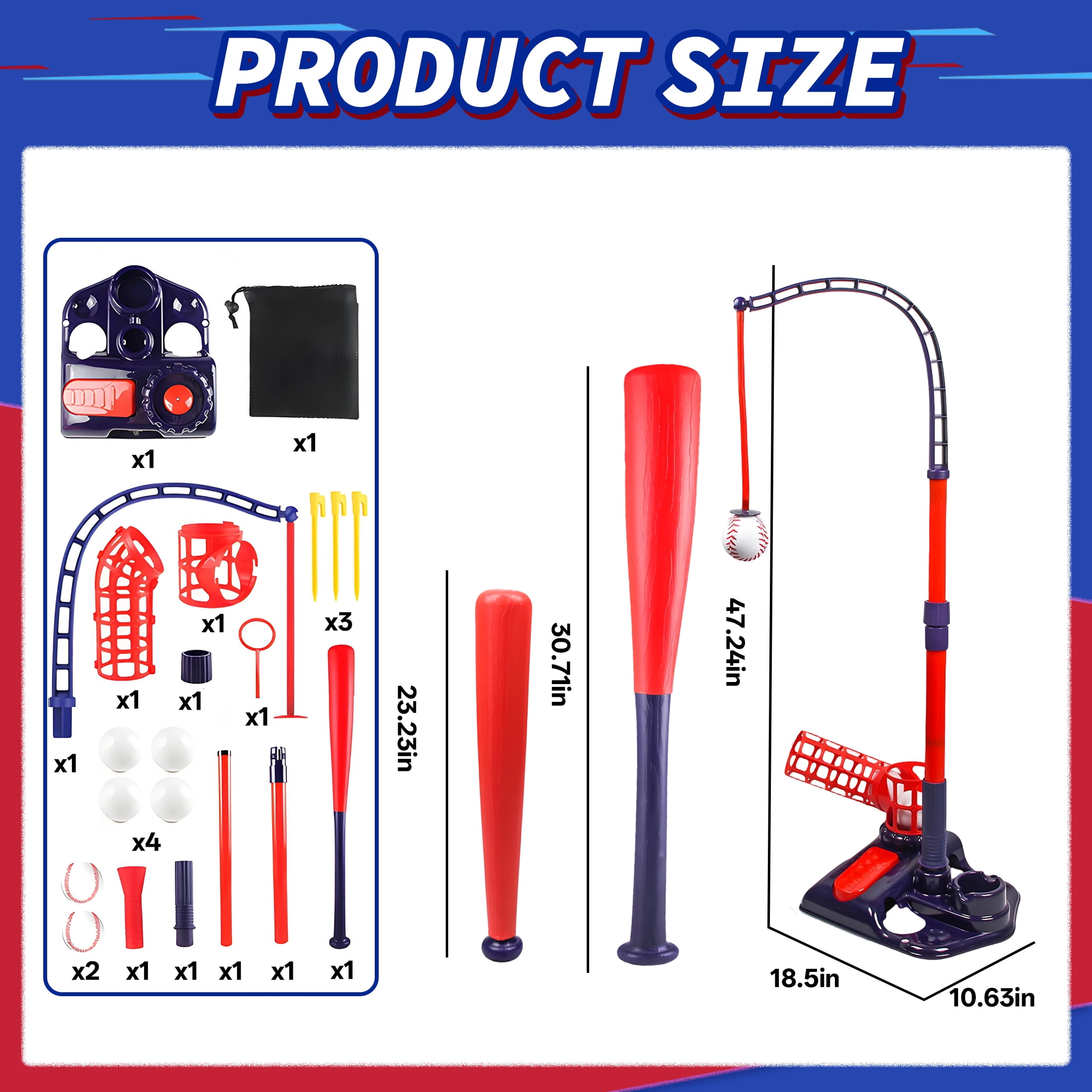 BESTSKY Batting Tee Set,Baseball Training Equipment,Foot-Operated Batting Baseball Equipment,Hitting Tee for Baseball,Softball & T-Ball Training
