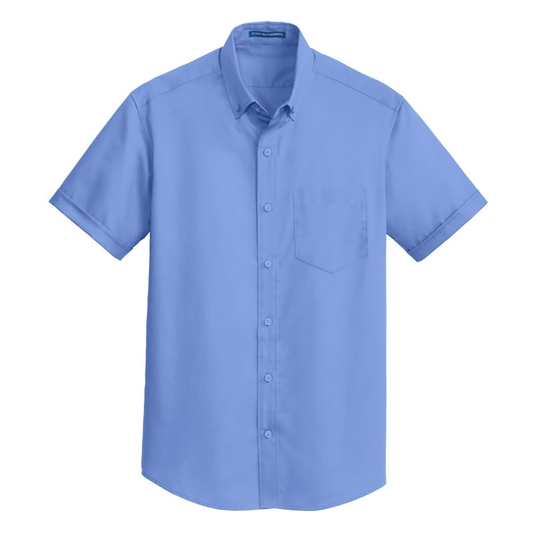 Mens Short Sleeve Superpro Twill Oxford Cotton/Polyester Button