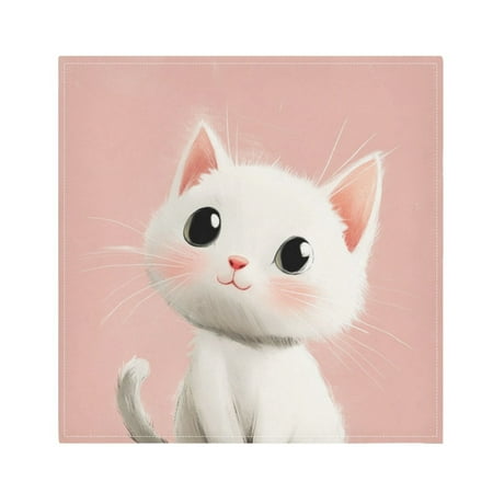 

Napkin Satin Napkin 20*20Inchx1 Kitchen Towel Dinner Plate Towel Decorative Towel Napkin Tea Towel Suitable For Kitchen Table Cute Cat with Black Eyes