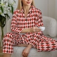 thumbnail image 6 of Daiia Red and Brown Squares for Women's Long-Sleeved Pajama Set – Soft & Comfortable Sleepwear Button-Up Pajamas Cozy Lounge Wear-, 6 of 7