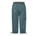 thumbnail image 4 of Mohiass Capri Pants for Women,Women's Pants Lightweight Hiking Cargo Pockets Casual Travel Cropped Cotton Pants with Pockets Blue XL, 4 of 6