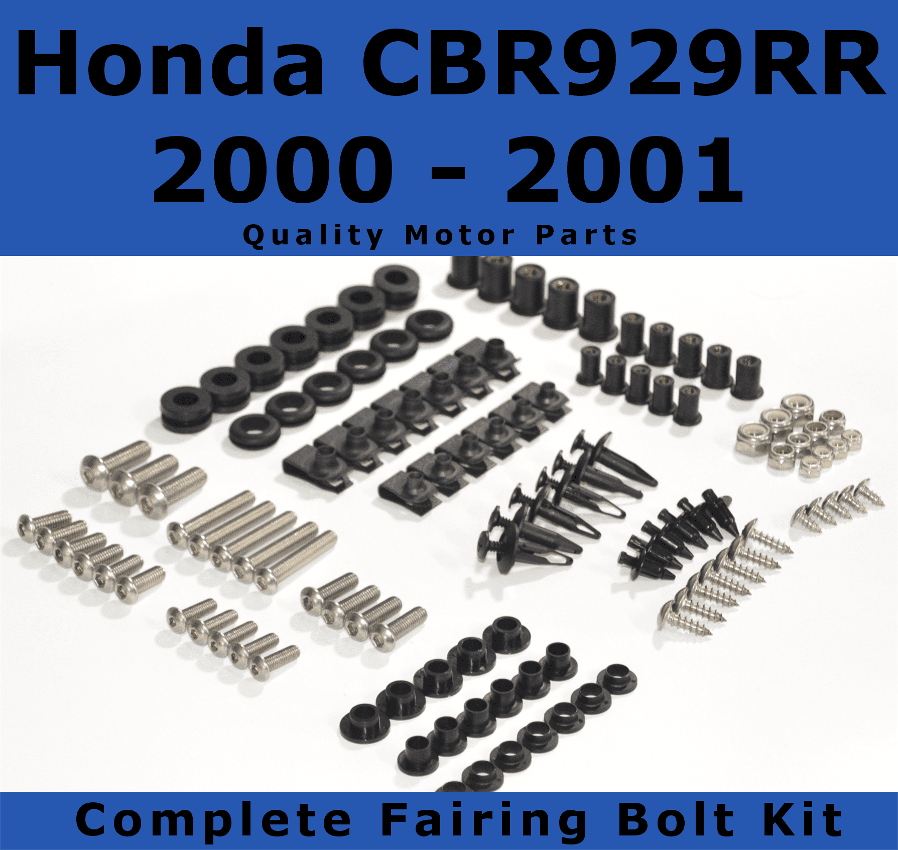 Complete Blue Fairing Bodywork Bolts Kit Fit For Honda CBR900RR CBR929 2000 2001