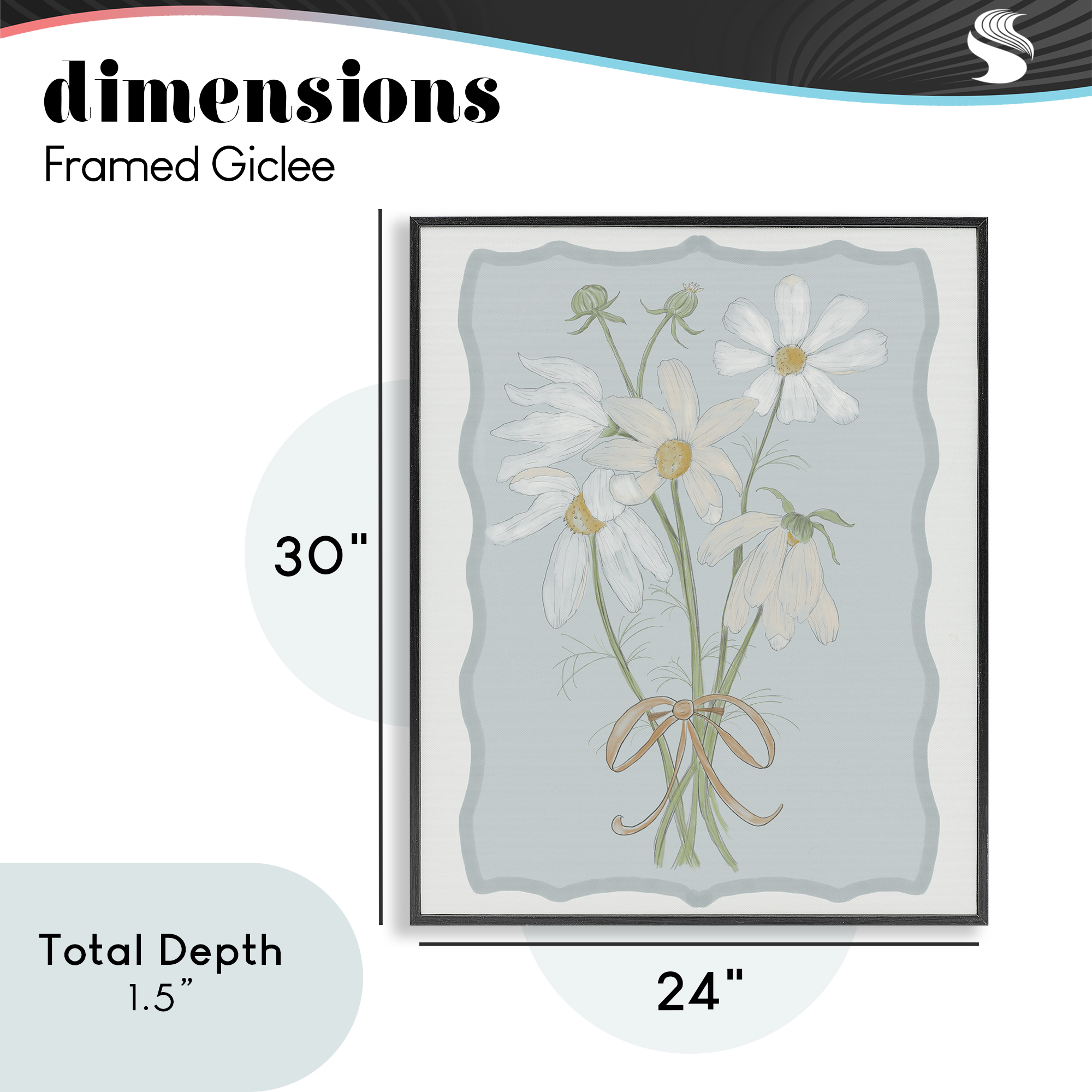 Spring Clippings Daisies Black Framed Giclee Art, design by Leslie Hermosa