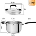 thumbnail image 2 of Rorence 3.7 Quart Stainless Steel Saucepan with Tempered Glass Strainer Lid, Sauce Pan with Two Sides Pour Spout and Riveted Silicone Handles, 2 of 6
