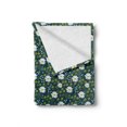 thumbnail image 2 of Daisy Soft Flannel Fleece Throw Blanket, Feminine Natural Ornament in Style Spring Season Chamomiles, Cozy Plush for Indoor and Outdoor Use, 50" x 60", Petrol Blue White, by Ambesonne, 2 of 6