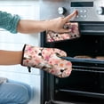 thumbnail image 2 of Pink Beagle and Flower Kitchen Oven Mitt and Pot Holder Sets 4 Pcs for Baking, Cooking and Grilling, Heat Resistant Up To 392 °F, 2 of 7