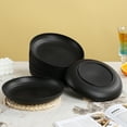 thumbnail image 3 of ReaNea 9" Black Plastic Plates 8 Pieces, Unbreakable and Reusable Large Deep Dinner Plates, Light Weight Easy to Carry for Camping,Travel, Pinic, 3 of 7