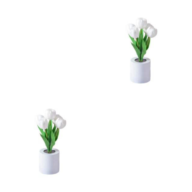 Cateissary Ambiente tranquilo y relajante con ingeniosa lámpara de flores luz nocturna ajustable 5 cabezas blancas 2Conjunto