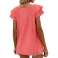 thumbnail image 4 of iHengLiXing Tops for Women Plus Size Women's Summer Solid Color Casual-neck Short Sleeve-neck Top/Shirt Orange S, 4 of 4