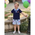 thumbnail image 5 of BemeyourBBs Toddler Baby Boys Back to School Outfit Baby First Day of School Outfits 2 3 4 5 6 7 Years Short Sleeve Embroidery Alphabet Shirt Plaid Shorts Set Toddler Boy Kindergarten Summer Outfit, 5 of 9