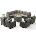 thumbnail image 2 of Unnifurnzi Patio Furniture Set with Fire Pit Table-9 Pieces Outdoor Sectional Furniture with Outdoor Swivel Rocker Patio Chairs Outdoor Patio Furniture Set for Deck Balcony Garden-Gray/Gray, 2 of 7
