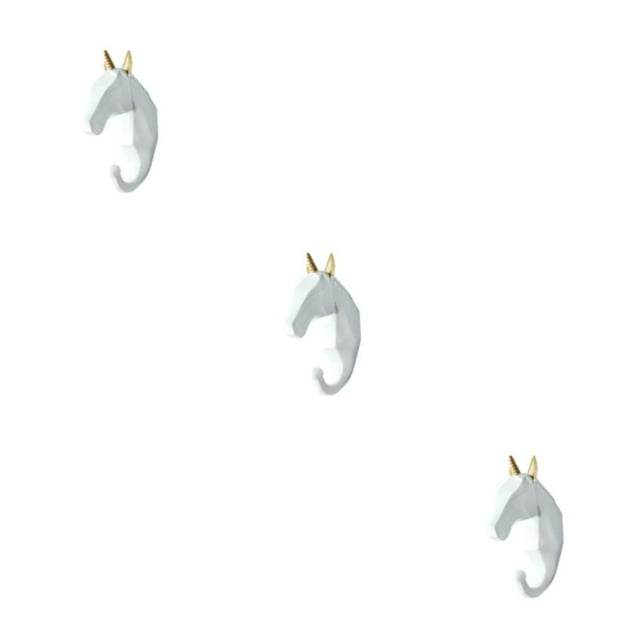 Decodeary Resin Key Hook Durable And Functional Addition To Home Resin Elephant Head Animal Wall Mounted Hook Animal Head Key Hook White gold (horse) 3Set