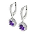 thumbnail image 2 of 14K Solid Gold Lever Back Stud Earrings for Women | 2.235 cttw Round Cut Natural Amethyst | White Gold, 2 of 5