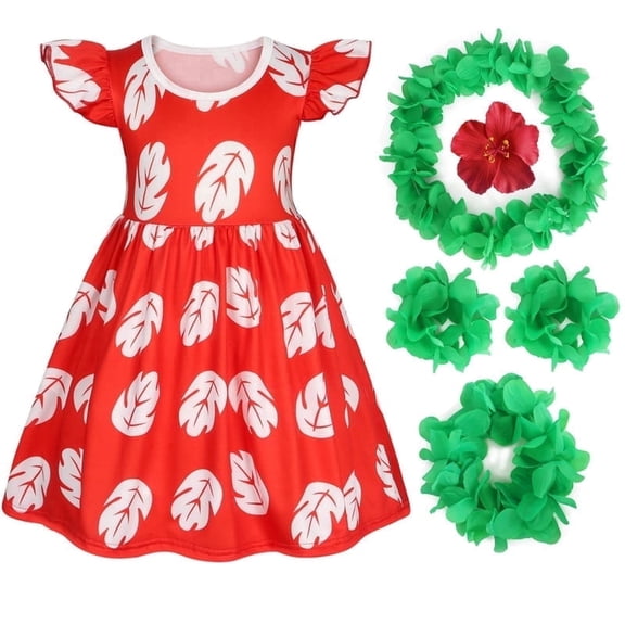 Marendyee Hawaiian Red Leaf Dresses for girl Summer Dress Halloween Christmas Costumes Cosplay Birthday