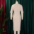 thumbnail image 6 of AURA Plus Size Elegant High Waist Bodycon Midi Dress with Belt 2024 Summer Solid Color Office Five Sleeve Work Dress, 6 of 10