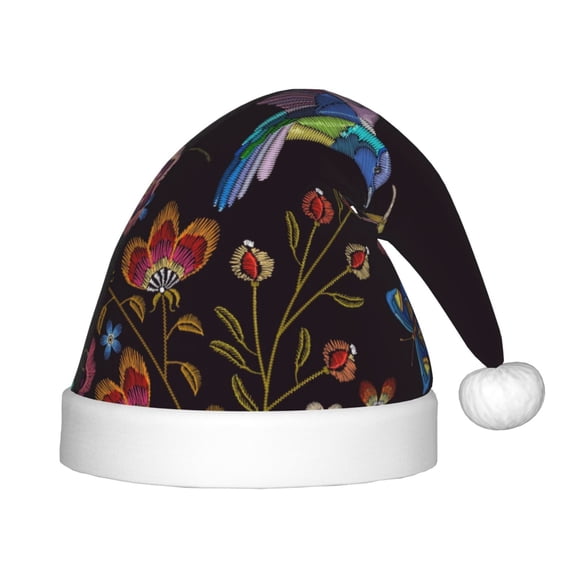 Naloa Humming Bird Santa Hat for Kids Baby Christmas Hats,Girls Boys Toddler Plush Xmas Holiday Hat,Luxury Santa Claus Hat