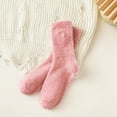 thumbnail image 5 of CUZIBR Womens Socks Winter Fuzzy Lined Crew Socks Cute Bow Embroidery Solid Warmth Plush Stockings Fuzzy Socks,Pink,One Size, 5 of 9