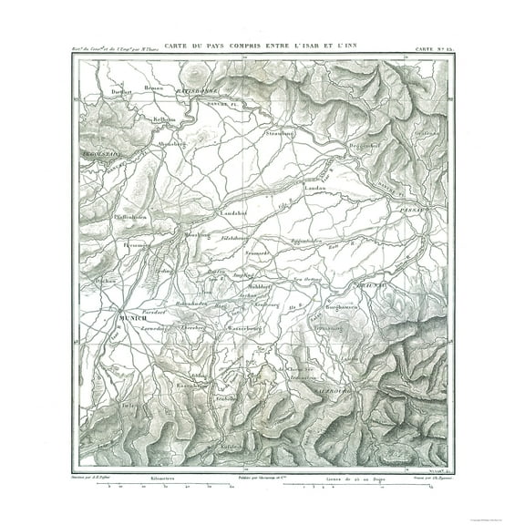 Historic Map - Germany South - Thiers 1866 - Vintage Wall Art