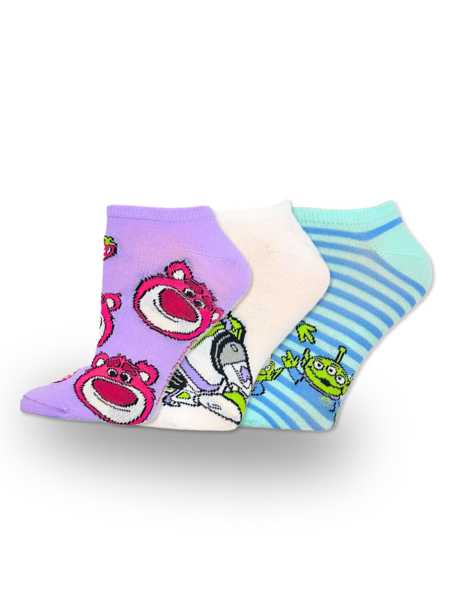 Disney Pixar Lotso Women's No-Show Socks, 3-Pack, Size 4-10