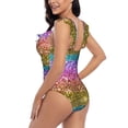 thumbnail image 5 of Yiaed Glitter Rainbow Print Women's Ruffled One Piece Swimsuit V Neck Swimwear Slimming Monokini for Woman-X-Large, 5 of 8