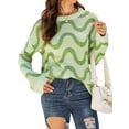 thumbnail image 5 of ZXSXSY Women Wavy Knit Crew Neck Long Sleeve Color Block Sweater, 5 of 7