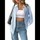thumbnail image 2 of Camisa A Rayas con Botones para Mujer, Blusa Informal de Larga Azul L, 2 of 10